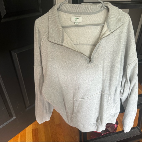 aerie Tops - Aerie Gray Quarter-Zip Sweatshirt